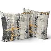 Giwawa Black Gold Throw Pillow Covers - Set of 2 Abstract Modern Decorative Pillow Case Minimalist Square Pillow Covers Home Decor for Sofa Bed Living Room 18 x 18 Inches