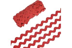 M METERXITY Rick Rack Trim, 10 Yard 10mm / 0.4 Inch Wave Bending Fringe Trimming Ribbon for Sewing/DIY Crafts/Clothes/Decoration, Polyester RIC Rac Trim [Red]