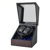 Watch Winders for Automatic Watches Double, Automatic Watch Winder Box, Watch Spinner for Rolex with Led Light, Battery or USB Powered, Present for Men and Women, Quiet Mabuchi Motor (Walnut)