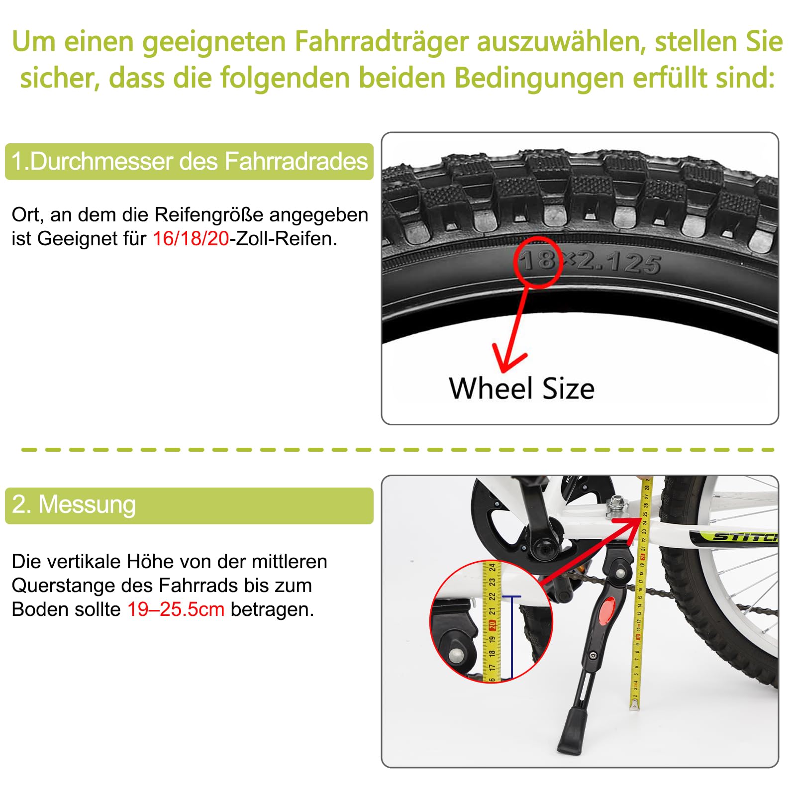 DEWEL Fahrradständer für 16-20 Zoll, Höhenverstellbar 4cm, Aluminiumlegierung Mittelhalterung, Rutschfest丨Stabil, fahrradständer kinderfahrrad für Mountainbike Rennrad Sportfahrrad 9
