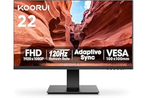 KOORUI 22 Inch Computer Monitor, FHD 1080P VA Desktop Display, 100HZ Ultra Thin Bezel/Eye Care/Ergonomic Tilt, HDMI VGA Ports