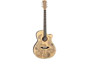 Luna Guitars Henna Dragon 6 String Spruce Acoustic/Electric Guitar, Right (HEN DRA SPR)