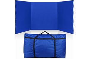 Paterr Trifold Poster Board with Storage Bag 72 x 36 Inch Foldable 3 Panel Presentation Board Hook and Loop Receptive Fabric Tabletop Science Fair Display Boards for Exhibition Booth Show (Dark Blue)