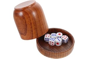 Wakauto 5-in-1 Wooden Dice Cup Set with Lid Portable Shaker for Poker & Board Games | Bar, Party, KTV, Family Fun Game Night 