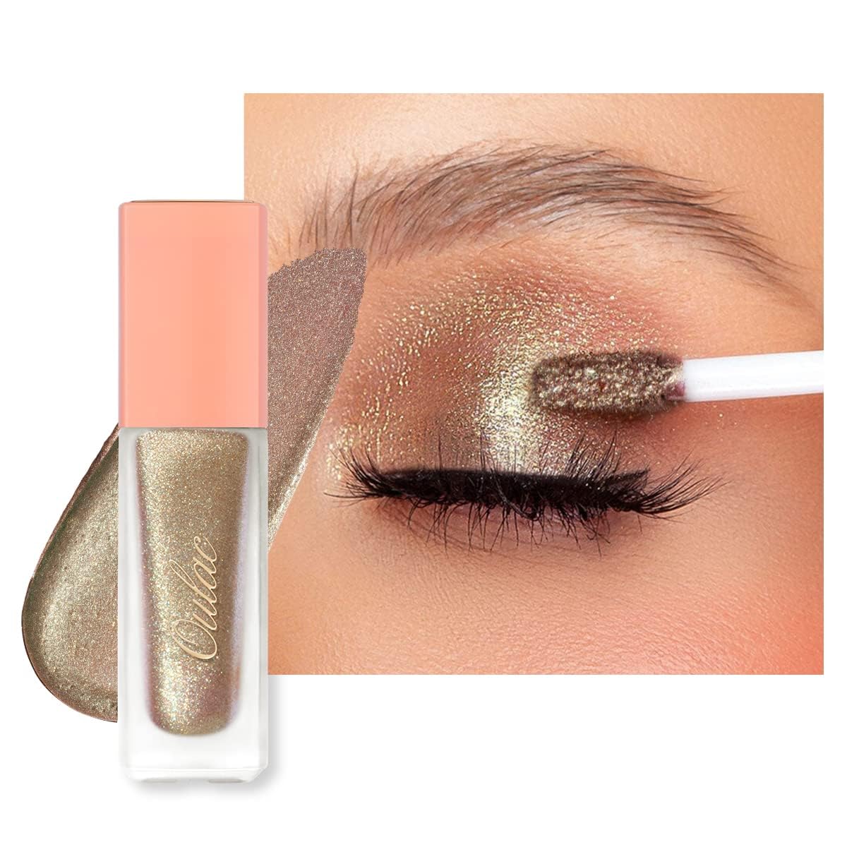Oulac Liquid Glitter Eyeshadow – Sheer Lime Gold Eyeshadow & Eyeliner, Blendable Sparkly Eye Make-up, Crease Resistant, Vegan, 6.8g, Gold Babe (21) — image 1