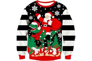 TUONROAD 7-14 Years Boys & Girls Ugly Christmas Sweater 3D Printed Holiday Satan Clause Pullover for Kids Sweatshirts