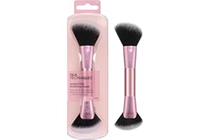 Real Techniques Angled Fan Finishing Brush, Dual-Ended Contour, Bronzer & Blush Makeup Brush for Blending Powder or Cream Pro