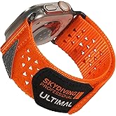 ULTIMAL Ultrawide for Apple Watch Band Ultra/Ultra2 49mm/46mm/45mm/44mm Ultra wide Sport Nylon Band for iWatch Series 10/9/8/7/6/5/4/SE/SE2 for Women Men Hollow Out Breathable watch band (49/46/45/44mm, Orange)