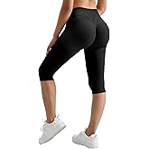 MOOSLOVER Women Hidden Scrunch Butt Lifting Capri Leggings High Waisted Seamless Compression Tummy Control Yoga Pants