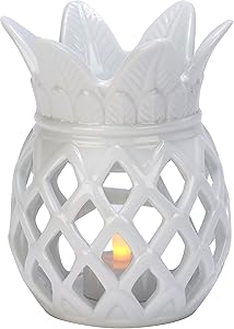 Biedermann & Sons Porcelain Pineapple Tealight Holder, White