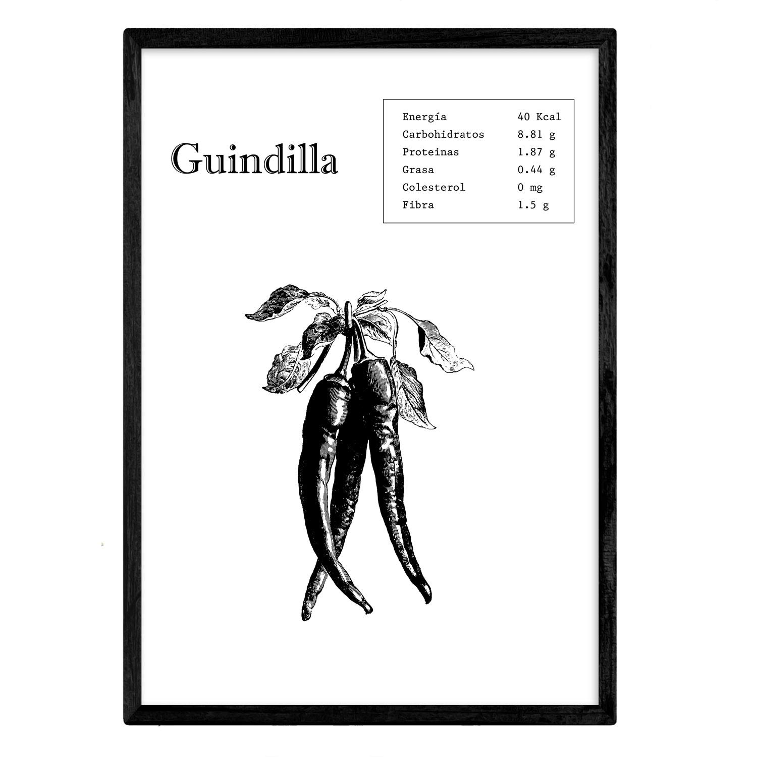 Nacnic Poster Guindilla. Pictures of fruit and vegetables. A4 size — image 1