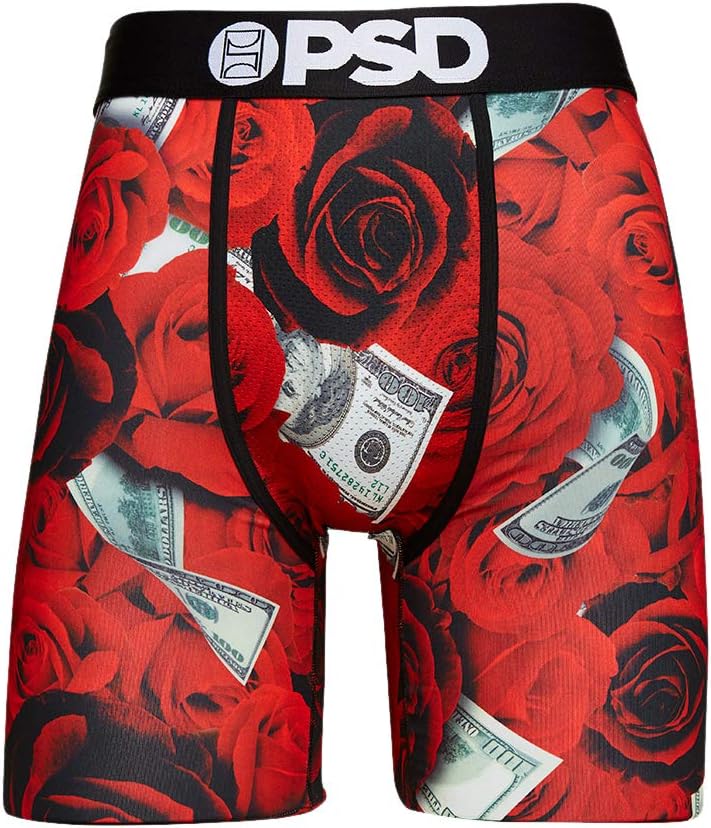 Men's Brief Underwear Bottom (Red / 100 Roses, L)