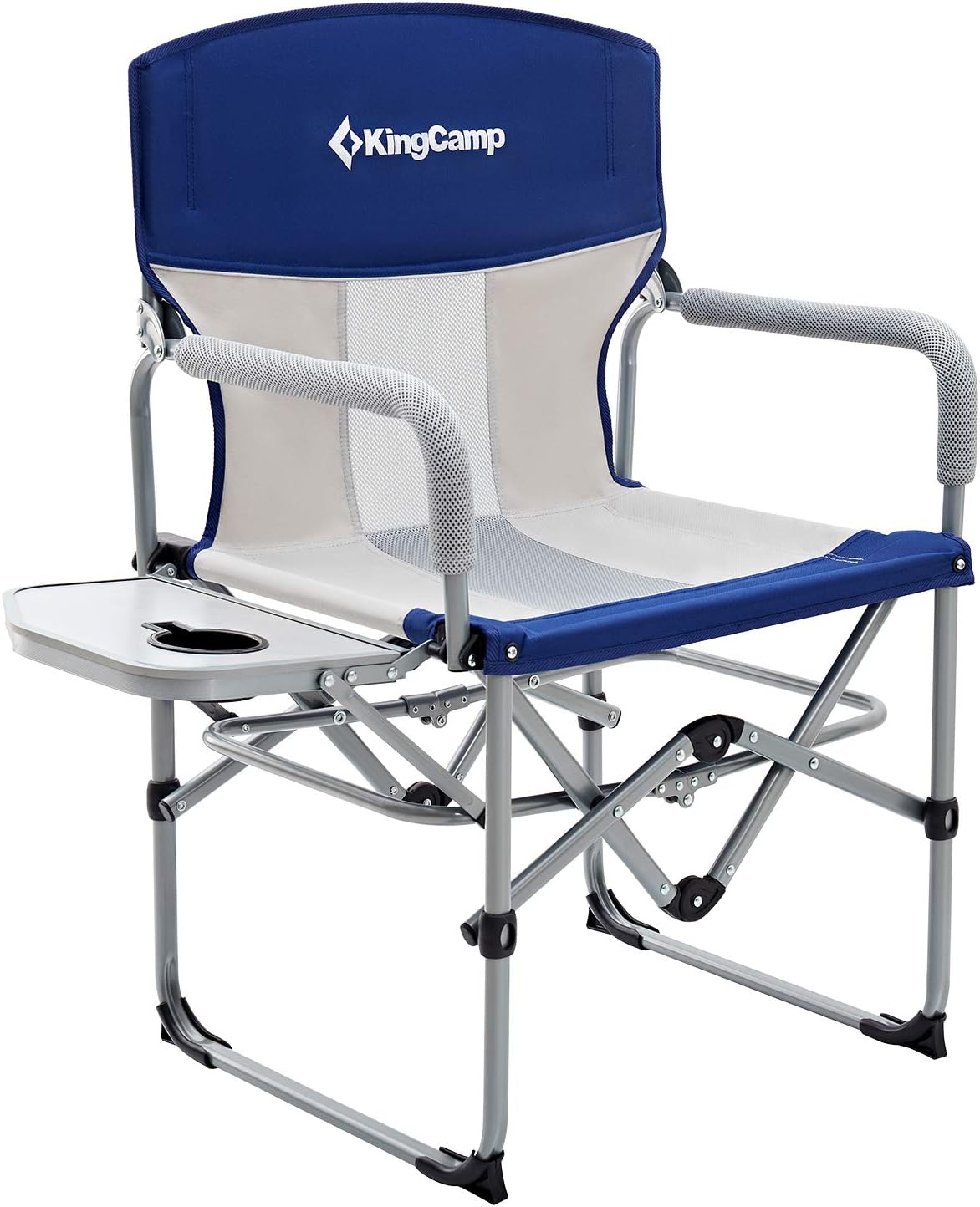 kingcamp heavy duty compact camping folding mesh chair with side table and handle