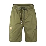 Mens Casual Twill Cargo Shorts Cotton Drawstring