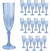 CHICERA 24 Pcs Blue Plastic Champagne Flutes,Blue Champagne Glasses Bulk, Made of Durable Plastic Material Can be Used for Weddings, Everyday Fun Parties and More!