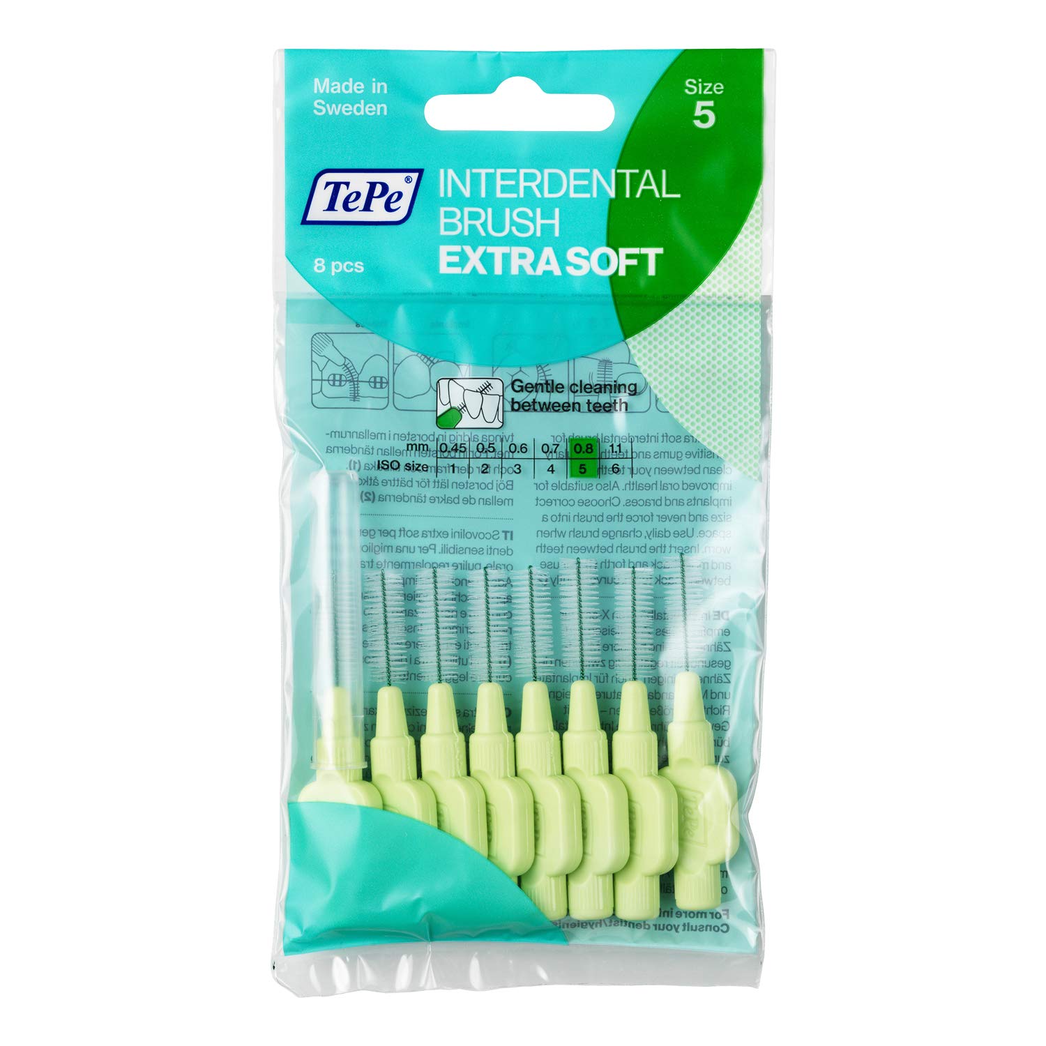 Tepe X-Soft Interdental Brushes 0.8 mm Pack of 8 Light Green