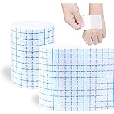 2 Rolls Non-Woven Cover Roll Stretch Tape 10.9 Yard Non-Woven Adhesive Bandages Breathable Bandage Tape(3.93 Inch)