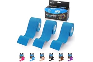 VITYELK (3 Pack) Kinesiology Tape, N.C.D Waterproof Muscle Tape for Athletes Shoulder Back Muscles Joints Sports Tape Athletic Elastic Fitness Patch 2 Inch×16.4 Ft (Blue)