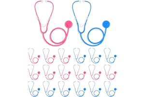 RoundFunny 20 Pcs Kids Stethoscope Toy Real Working Plastic Stethoscope for Kids Role Play Girls Boys Doctor Nurse Accessories Costume School Career Day Cosplay(Blue, Pink)