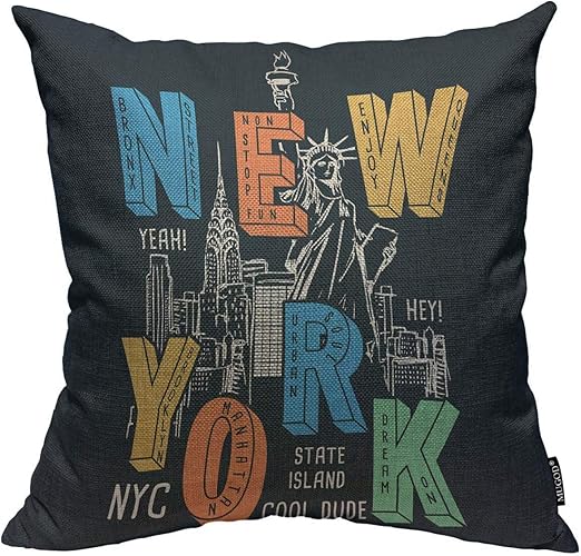 Amazon Com Mugod New York City Throw Pillow Cover New York Theme