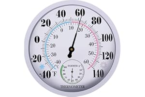 LIRCHES Indoor Outdoor Thermometer Hygrometer - Waterproof Hanging Wall Thermometer Decorative Outdoor Thermometer Large Numbers, No Battery Needed Outdoor Thermometers for Patio