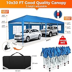 COBIZI 10x30 Pop Up Canopy Tent with Removable