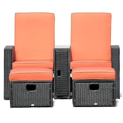 Amazon Com Mrt Supply 3pcs Patio Furniture Reclining Recliner Set