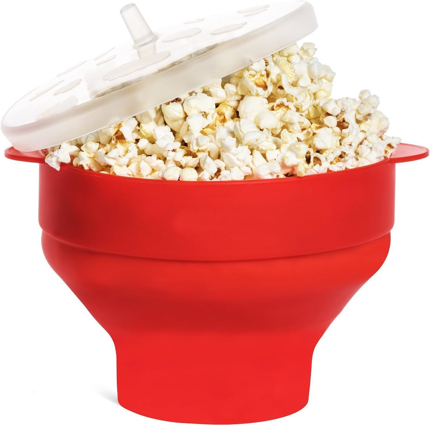 Everteco Microwave Popcorn Maker, Silicone Popcorn Maker with Lid, Homemade Popcorn Popper, Collapsible Popcorn Bowl 100% BPA Free Food Grade Quality (Red)