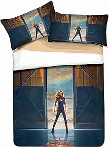 TANGGOOD Juego de Funda nórdica Capitán Marvel Juego de Funda nórdica