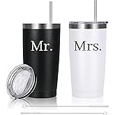 Mr&MrsGifts Mr and Mrs Gifts Tumblers Engagement Wedding Gifts 20 OZ Insulated Tumbler Cups for Newlyweds Couples Honeymoon Essentials(MM-ZJ)