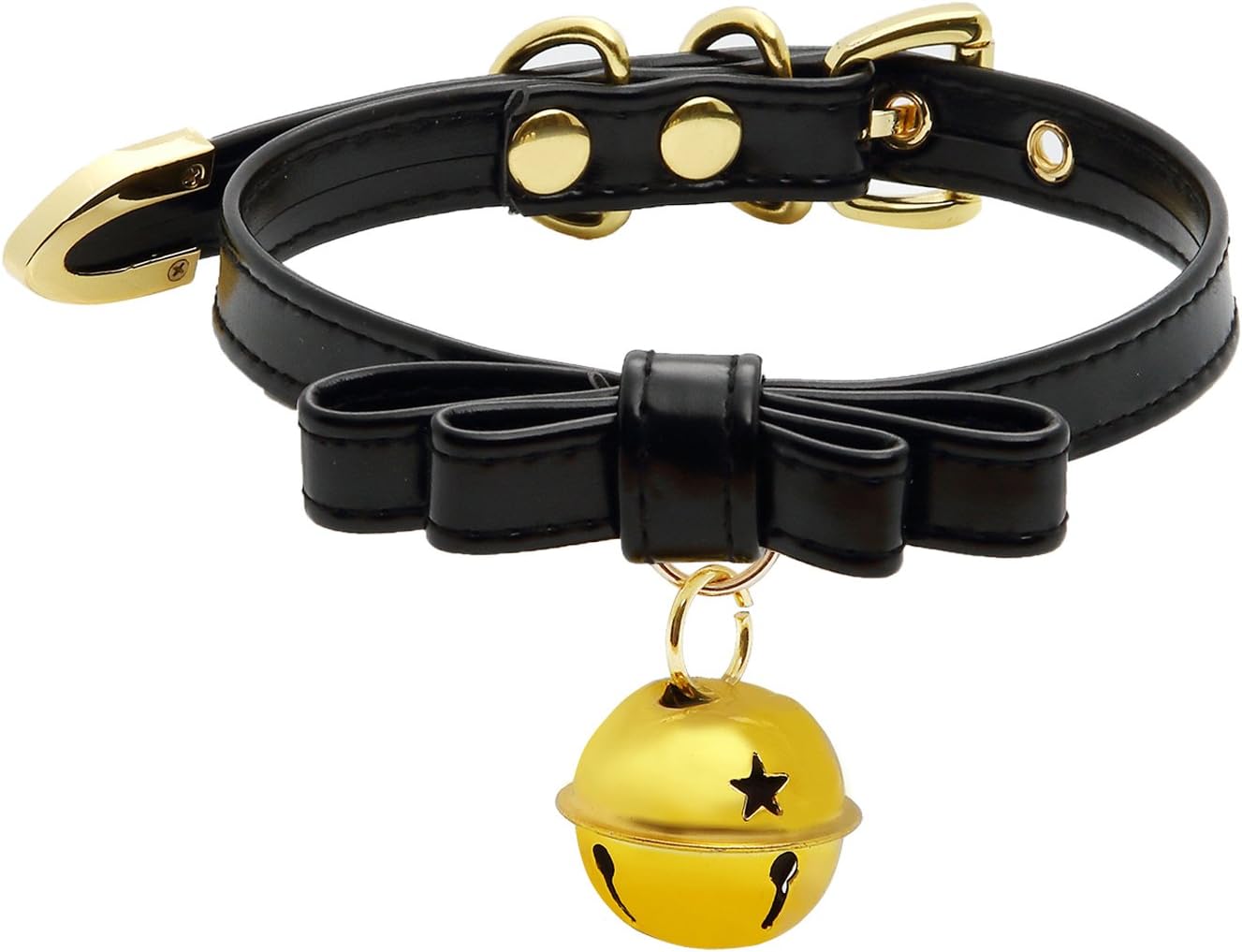 Natreon Handmade Cosplay Lolita Kitty Bell Collar Leather Bow Choker Necklace