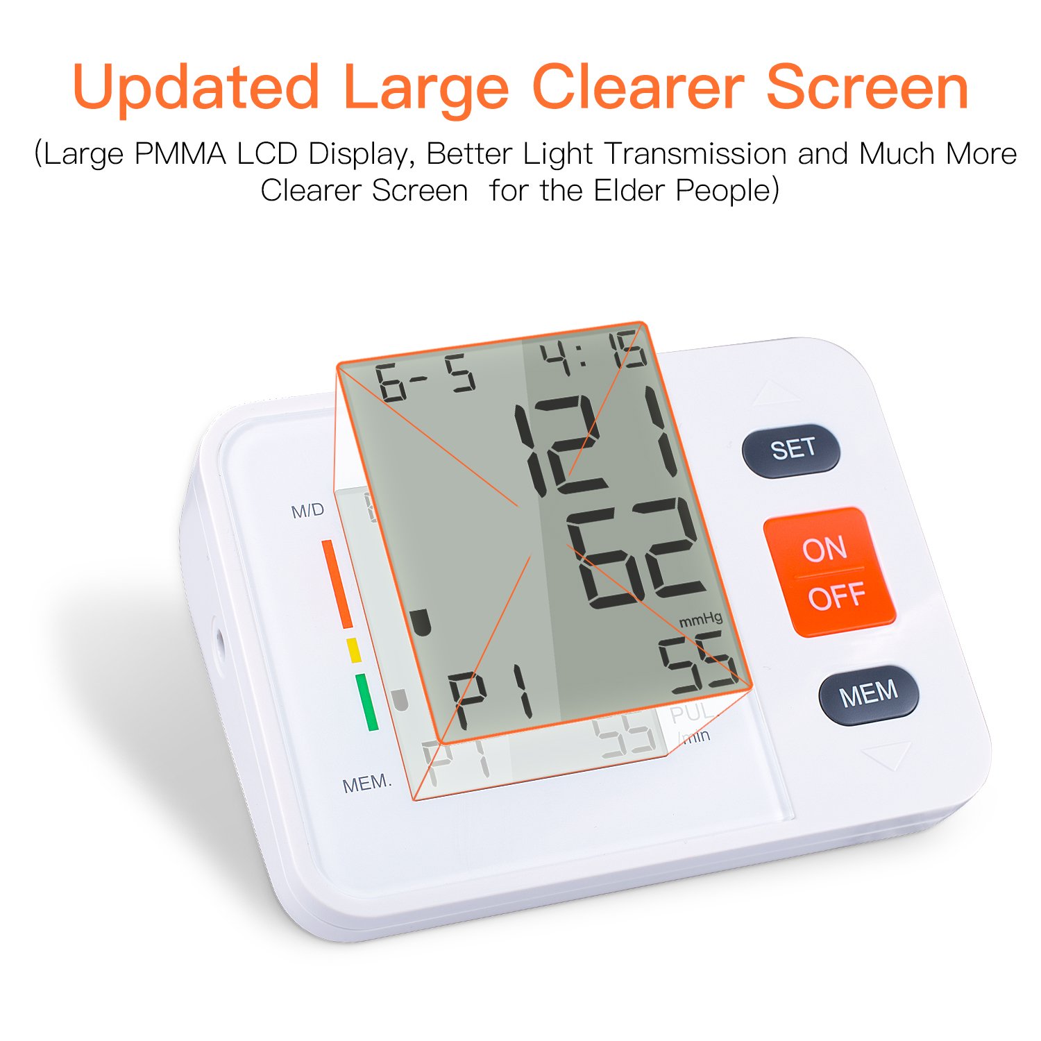 COULAX Digital Blood Pressure Monitor with WHO Indicator and Large LCD Screen for 2 Users Automatic Electronic Monitor with Adjustable Size Fits All Cuff,measuring for Blood Pressure and Heartbeats