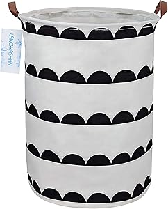 LANGYASHAN Laundry Basket Canvas Fabric Collapsible Organizer Basket for Storage Bin Toy Bins Gift Baskets Bedroom Clothes Children Nursery Hamper (circle lace)