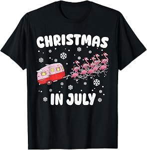 Flamingo Summer Christmas in July Xmas Camper Men Women Kids T-Shirt