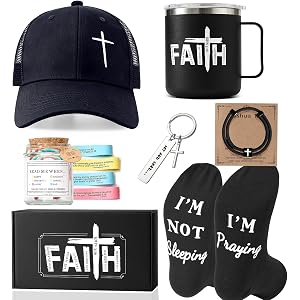 Rainhonor Christian Gifts for Men，Faith Based Spiritual Stuff Religious Basket Catholic Present Baptism Gifts Pastor Gift Set