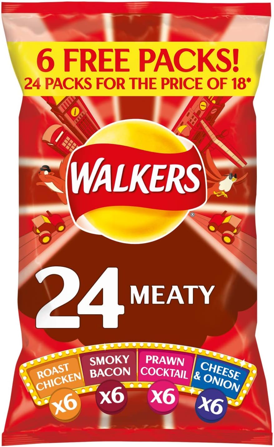 Walkers Crisps Meaty Variety Multipack Crisps, 24x25g Amazon.co.uk