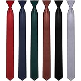 Haysandy 6 Pieces Men's Clip on Ties Solid Color Clip on Ties Adjustable Men's Tie Uniform Ties for Men Strap Pre Tied Necktie 20 Inch (Classic Colors Set)