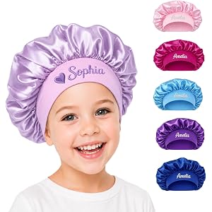 Personalized Satin Bonnet for Kids, Silk Bonnets for Girls with Embroidery, Sleeping Cap Curly Hair, Gift for Girls