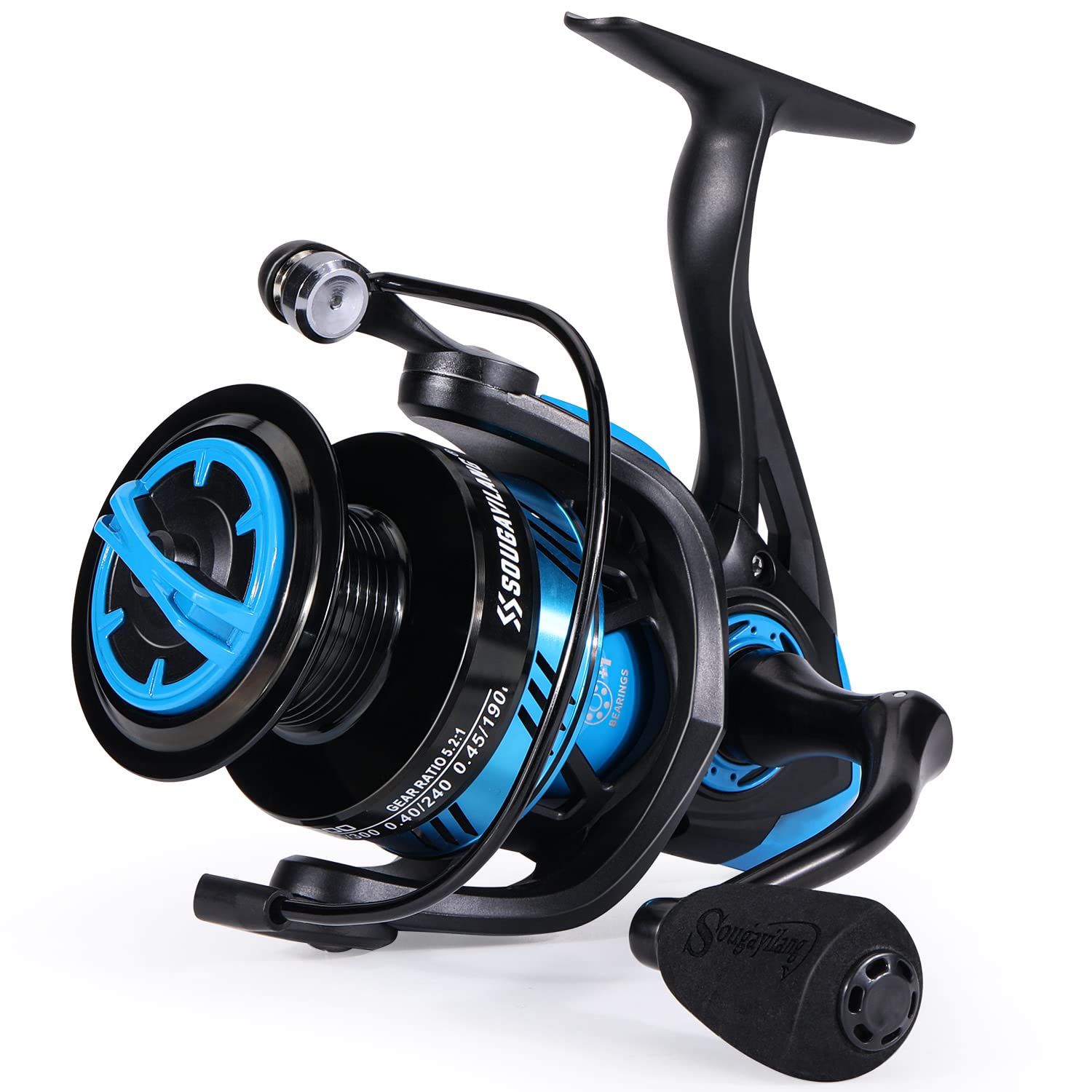 Sougayilang SL Spinning Reel 5.2:1 High Speed Metal Spool Powerful Spinning Fishing Reels Carp Fishing Pike Carbon Fiber Drag Max 25LB Fishing Reel-B50