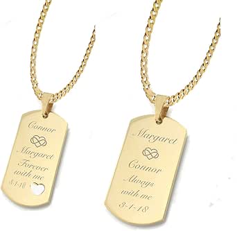 Personalized Gold Dog Tag Necklace 