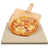 Unicook Pizza Stone and Peel, 16 x 14 Inch Baking Stone for Grill Oven, Thermal Shock Resistant Cooking Stone for Making Cris