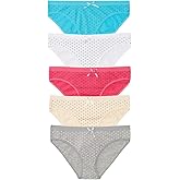 Nabtos Women's Cotton Underwear Sexy Bikini Polka dot Panties Pack of 5