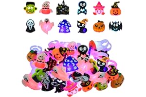 LOMIMOS Halloween 3D Light Up Rings, Resin Ring Toys Goodie Bag Fillers Glow In The Dark Accessory for Kids Treat Bags Gifts Party Favors Supplies(12pcs)
