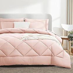 CozyLux Twin Comforter Set with Sheets Blush Pink
