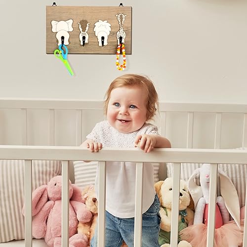 Yookeer Safari Animal Wall Hooks Kids Coat Hooks Wooden Safari Jungle Baby  Nursery Wall Decor Decorative Eleph