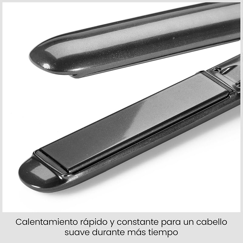 Titanium Shine Plancha de Pelo - Tecnología de Deslizamiento Suave en Titanio-Cerámica, 5 Niveles de Calor 150–230°C, Uso Mundial, Plata, ST260E