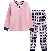 CARETOO Girls Pajamas 2 Piece Long Sleeve Long Pants Pajama Set Kids Cute Pj Soft Holiday Sleepwear Size 7-13