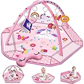 Windidi Unicorn Baby Gym Play Mat, 9-in-1 Tummy Time Mat with 7 Baby Toys, Washable Baby Activity Mat for Visual, Sensory, Motor Development, Newborn Baby Toys Gift for Toddler 0-3-4-6-9-12 Months