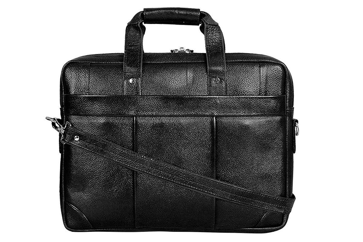 Buy 15 inch leather Black Laptop Messenger Bag Made in Pure Leather for