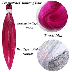 Tinsel Kids Braiding Hair Pre stretched Magenta